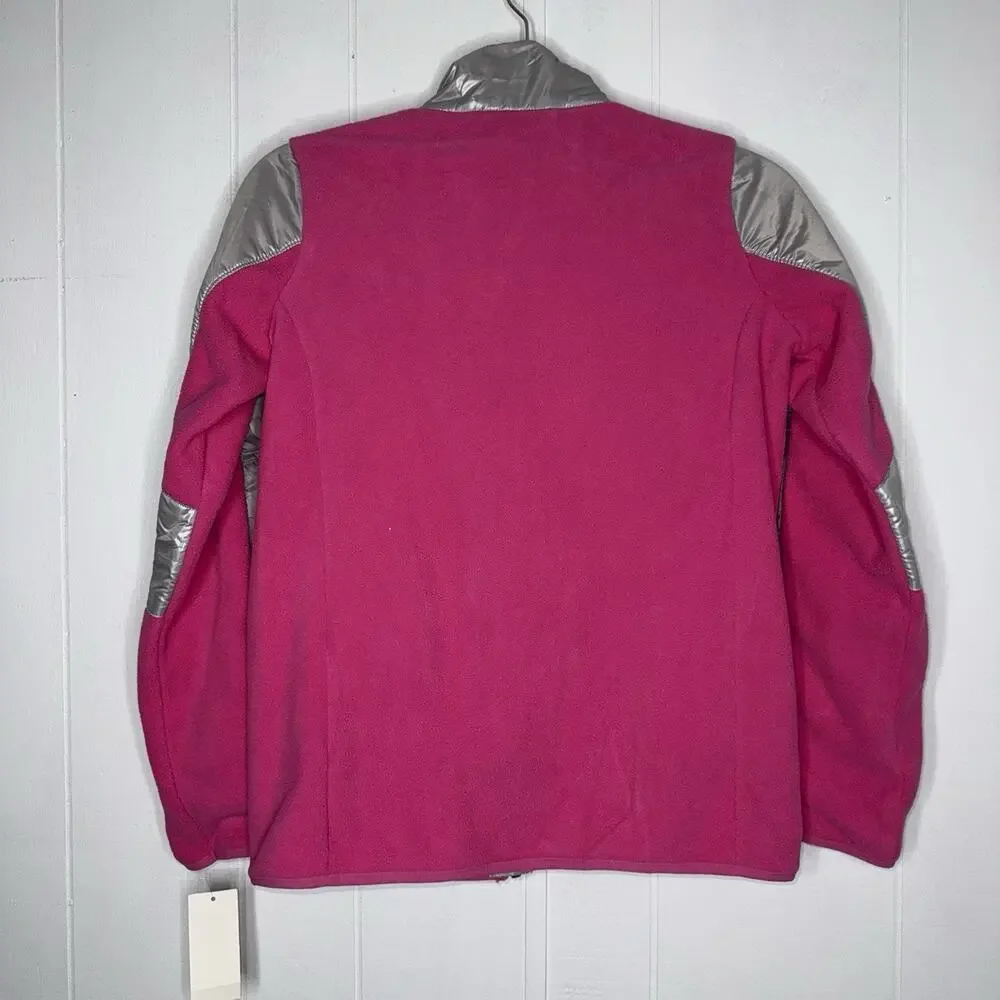 Ralph Lauren Girl’s Fleece Zip Up Jacket Pink Silver Size XL (16) NWT